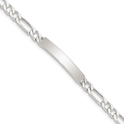 Sterling silver figaro link engravable ID bracelet