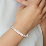 Sterling Silver Polished Engraveable Figaro Link ID Bracelet, 7 x 6mm view