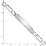 Sterling Silver Polished Engraveable Figaro Link ID Bracelet, 7 x 6mm view