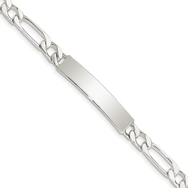 Sterling silver ID bracelet, 7x6mm plate on a figaro link chain, engravable