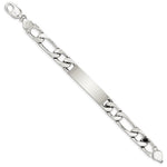 Sterling Silver 8. Polished Engraveable Figaro Link ID Bracelet view 2