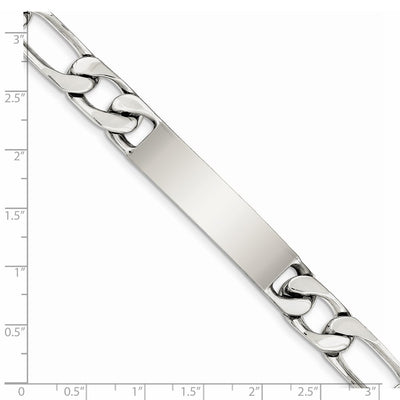 Sterling Silver Polished Engraveable Figaro Link ID Bracelet