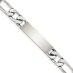 Sterling Silver 8. Polished Engraveable Figaro Link ID Bracelet view 1