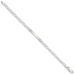Sterling Silver Polished Engraveable 1 Figaro Link ID Bracelet view 3
