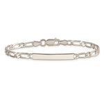 Sterling Silver Polished Engraveable 1 Figaro Link ID Bracelet view 2