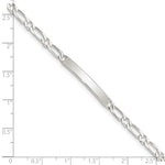 Sterling Silver Polished Engraveable 1 Figaro Link ID Bracelet view 5
