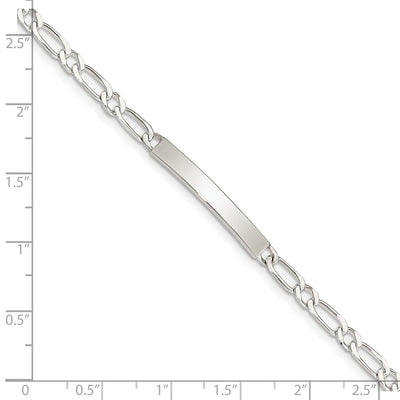 Sterling Silver Polished Engraveable 1 Figaro Link ID Bracelet