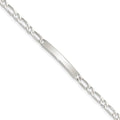 Sterling Silver Polished Engraveable 1 Figaro Link ID Bracelet