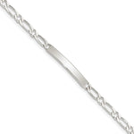 Sterling Silver Polished Engraveable 1 Figaro Link ID Bracelet view 1