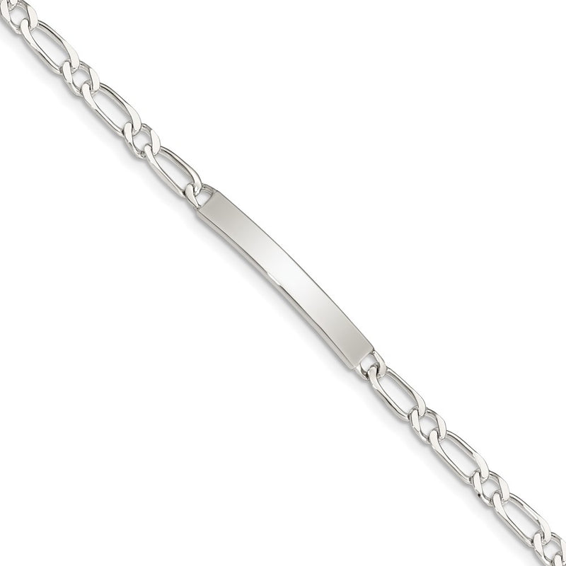 Sterling silver figaro link engravable ID bracelet
