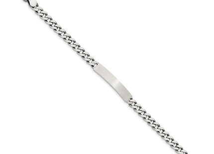Sterling Silver Engraveable Antiqued Curb Link ID Bracelet (Style QID118-7)