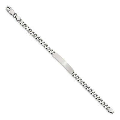 Sterling Silver Engraveable Antiqued Curb Link ID Bracelet, 7 x 5mm