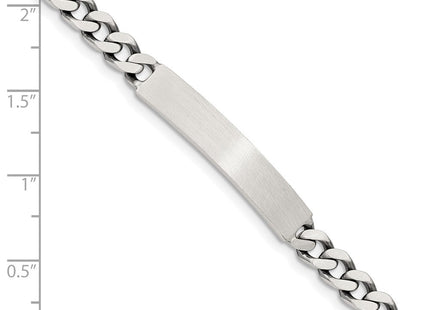 Sterling Silver Engraveable Antiqued Curb Link ID Bracelet (Style QID118-7)