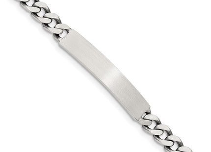 Sterling Silver Engraveable Antiqued Curb Link ID Bracelet (Style QID118-7)