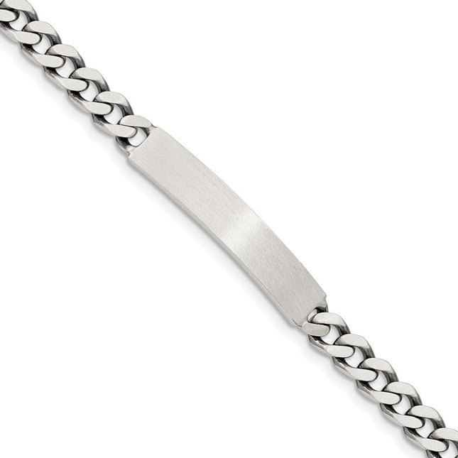 Sterling Silver Engraveable Antiqued Curb Link ID Bracelet, 7 x 5mm