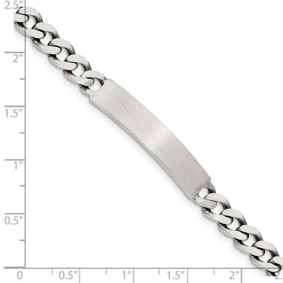 Sterling Silver Engraveable Antiqued Curb Link ID Bracelet, 7 x 6mm