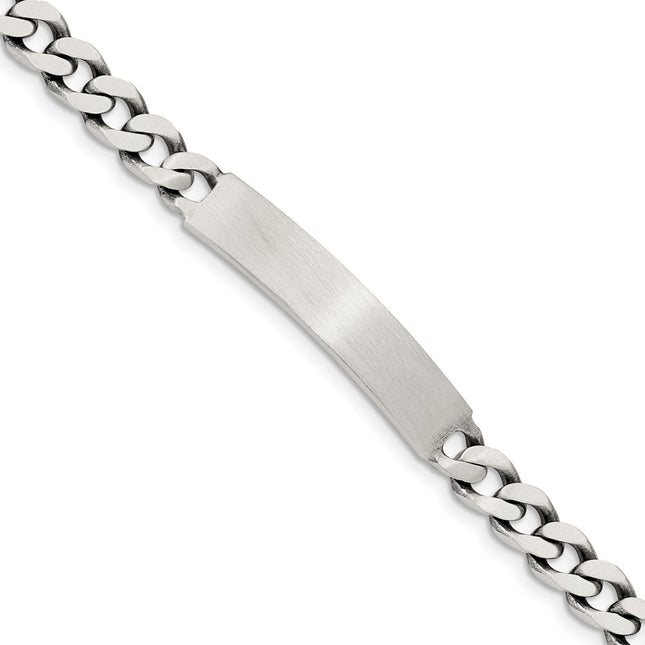 Sterling silver ID bracelet, 7x6mm plate on a curb link chain, engravable