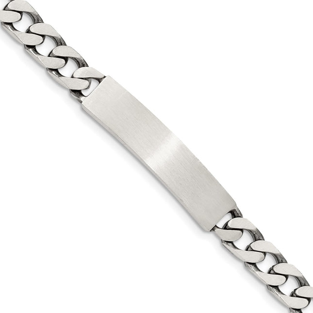 Sterling silver ID bracelet, 7x7mm plate on a curb link chain, engravable