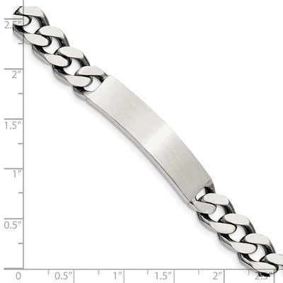 Sterling Silver Engraveable Antiqued Curb Link ID Bracelet, 7 x 8mm