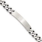 Sterling Silver Engraveable Antiqued Curb Link ID Bracelet, 7 x 8mm view