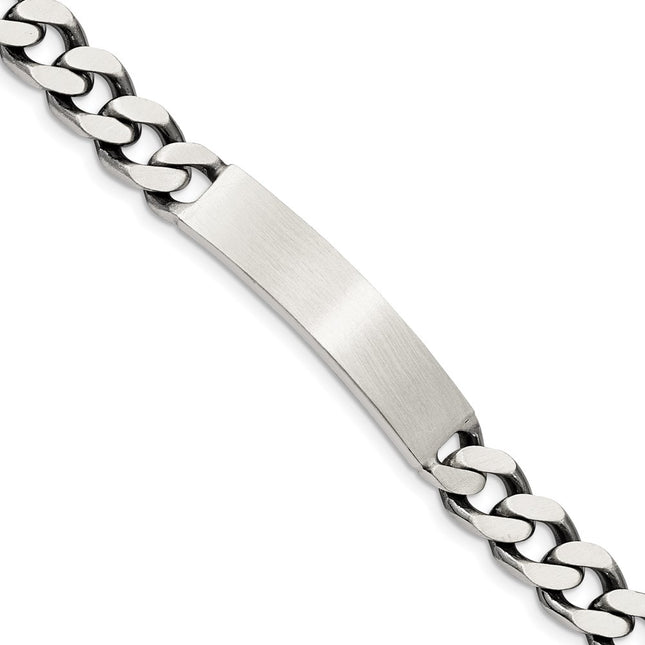 Sterling silver ID bracelet, 7x8mm plate on a curb link chain, engravable