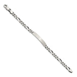 Sterling Silver Engraveable Antiqued Figaro Link ID Bracelet, 7 x 5mm view