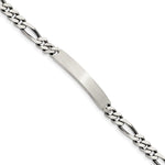 Sterling Silver Engraveable Antiqued Figaro Link ID Bracelet, 7 x 5mm view