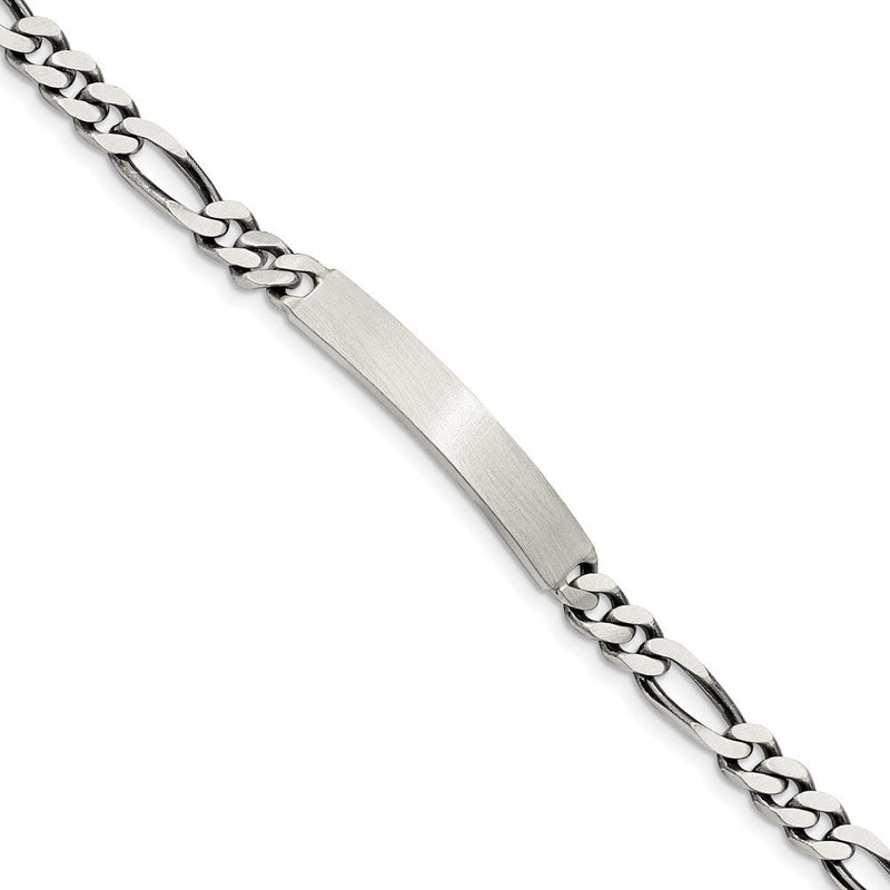 Sterling silver figaro link engravable ID bracelet