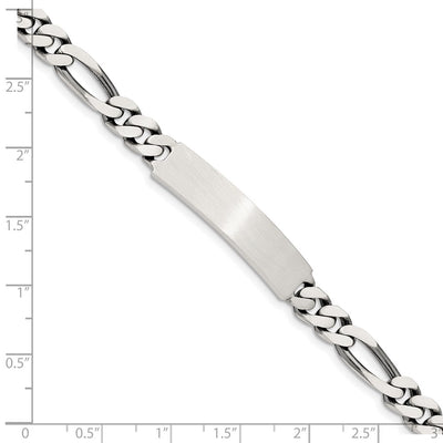 Sterling Silver Engraveable Antiqued Figaro Link ID Bracelet, 8 x 7mm