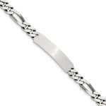 Sterling Silver Engraveable Antiqued Figaro Link ID Bracelet, 8 x 7mm view