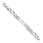 Sterling Silver Engraveable Antiqued Figaro Link ID Bracelet view