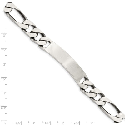 Sterling Silver Engraveable Antiqued Figaro Link ID Bracelet