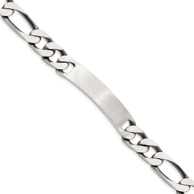 Sterling silver figaro link engravable ID bracelet