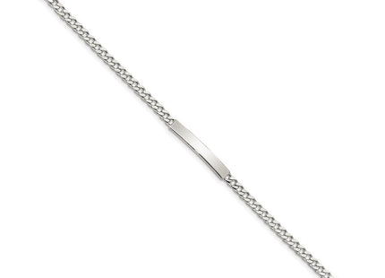 Sterling Silver Polished Engraveable Curb Link ID Bracelet