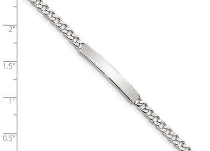 Sterling Silver Polished Engraveable Curb Link ID Bracelet