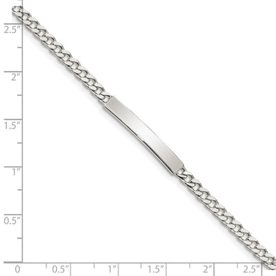 Sterling Silver Polished Engraveable Curb Link ID Bracelet, 7 x 4mm