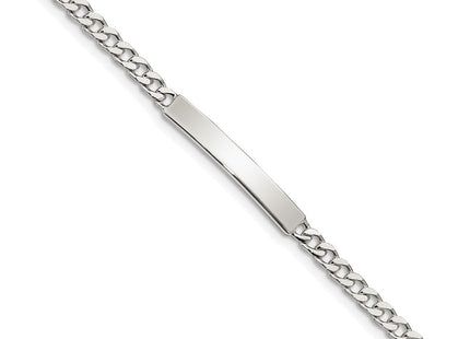Sterling Silver Polished Engraveable Curb Link ID Bracelet