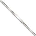 Sterling Silver Polished Engraveable Curb Link ID Bracelet, 7 x 4mm