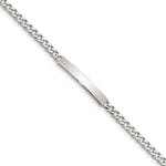 Sterling Silver Polished Engraveable Curb Link ID Bracelet, 7 x 4mm view
