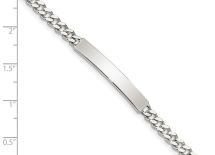 Sterling Silver Polished Engraveable Curb Link ID Bracelet