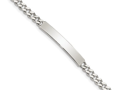 Sterling Silver Polished Engraveable Curb Link ID Bracelet