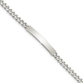 Sterling Silver Polished Engraveable Curb Link ID Bracelet, 8 x 5mm