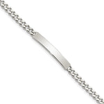 Sterling Silver Polished Engraveable Curb Link ID Bracelet, 7 x 5mm view