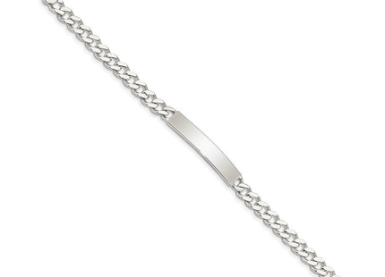Sterling Silver Polished Engraveable Curb Link ID Bracelet