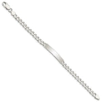Sterling Silver Polished Engraveable Curb Link ID Bracelet, 7 x 6mm view