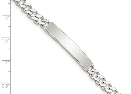Sterling Silver Polished Engraveable Curb Link ID Bracelet