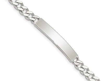 Sterling Silver Polished Engraveable Curb Link ID Bracelet
