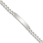 Sterling Silver Polished Engraveable Curb Link ID Bracelet, 7 x 6mm view