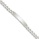 Sterling Silver Polished Engraveable Curb Link ID Bracelet, 7 x 6mm