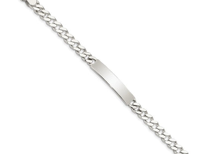 Sterling Silver Polished Engraveable Curb Link ID Bracelet